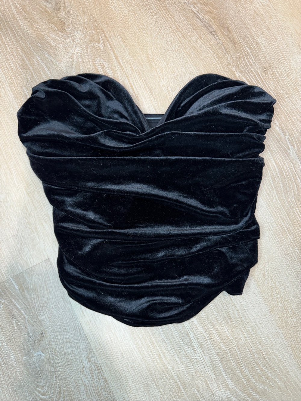 Express Black Velvet Strapless Sweetheart Bodice